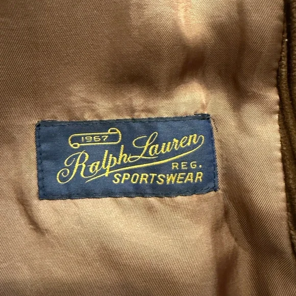 Polo Ralph Lauren Brown Corduroy Jacket w/Leather Elbow Patches, 44L, Great Cond